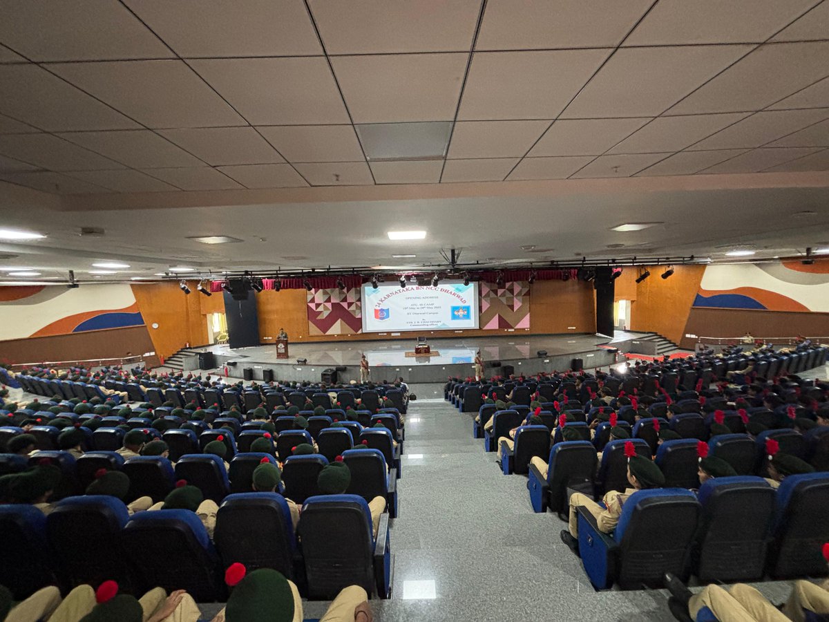 iitdhrwd's tweet photo. 📣 Youth, Discipline & National Service at IIT Dharwad
IIT Dharwad proudly hosts the NCC Annual Training Camp (ATC-III) of the 24 Karnataka Battalion, from May 19–28, 2025!
Opening address was delivered by Col. J. R. Chaudhary, this 10-day camp marks a dynamic collaboration between a premier academic institution and the National Cadet Corps, empowering cadets with physical training, leadership development, and civic awareness.
🎯 Key Highlights:
• Cadets from school and colleges across the region
• Training in fitness, drills, first aid & disaster response
• Mentorship by NCC officers & instructors
• Support by IIT Dharwad’s state-of-the-art facilities
This initiative reflects IIT Dharwad’s unwavering commitment to nation-building and shaping future-ready citizens.

#IITDharwad #NCC #YouthEmpowerment #NationalService #ATC2025 #Leadership #Discipline #IndiaFirst
