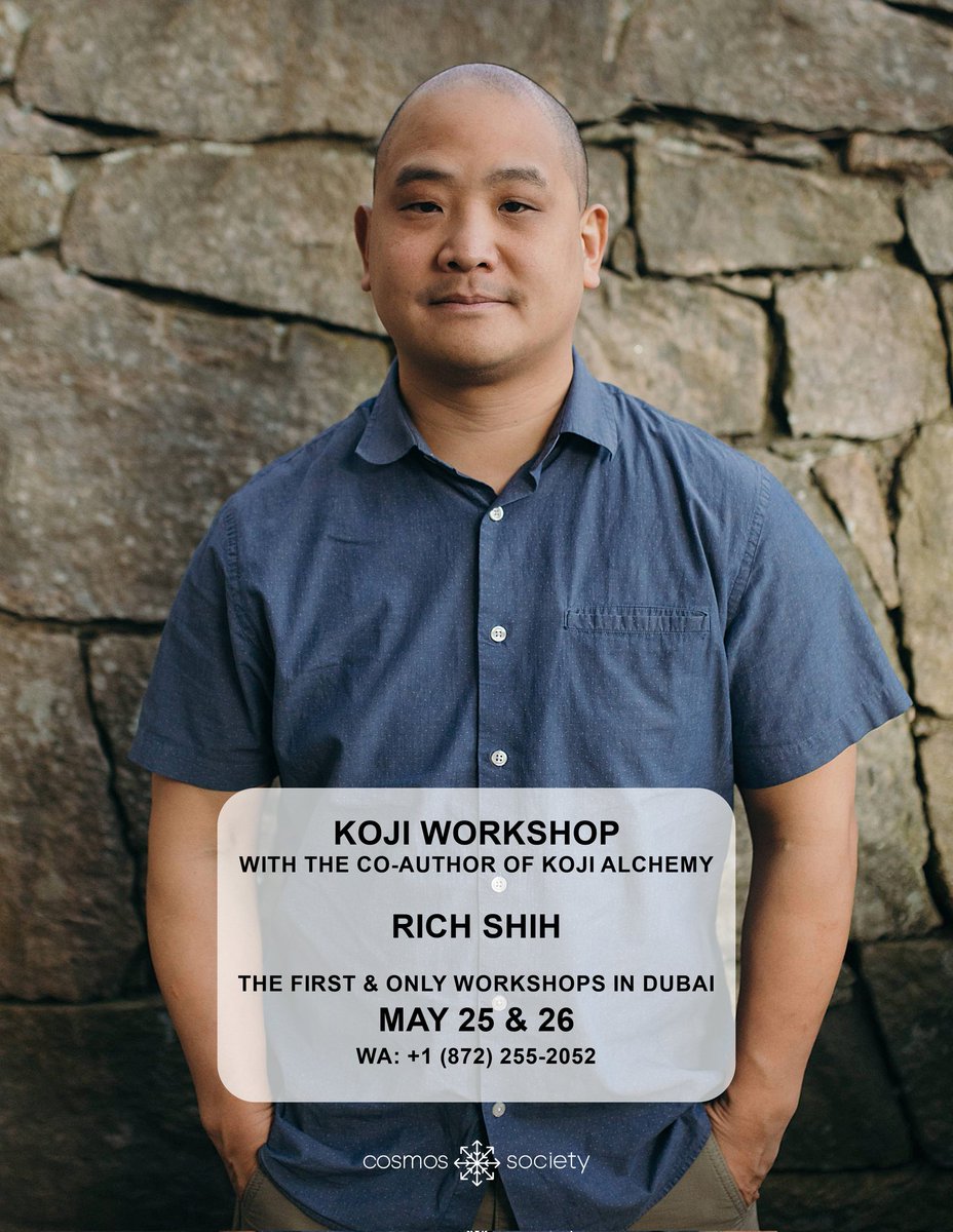 thedenispashkov's tweet image. KOJI WORKSHOP IN DUBAI with Rich Shih — co-author of Koji Alchemy!

His first &amp;amp; only visit to Dubai. One day only: May 25
Hands-on, in-depth, limited seats.

📍 Dubai
🕙 10AM–2PM, May 25

DM to book now!

#fermentation #kojibuildscommunity #workshop