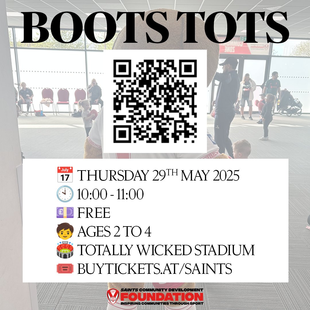Saints Community Development Foundation (@communitysaints) on Twitter photo πΆ Boots Tots is back at the <a href="/twstadium/">Totally Wicked Stadium</a> next Thursday
Entry is FREE for children aged 2 to 4. They can come along for one hour of action with Boots!
ποΈ Tickettailor.com/events/saints/β¦
#Saintsandproud πΆ Boots Tots is back at the <a href="/twstadium/">Totally Wicked Stadium</a> next Thursday
Entry is FREE for children aged 2 to 4. They can come along for one hour of action with Boots!
ποΈ Tickettailor.com/events/saints/β¦
#Saintsandproud