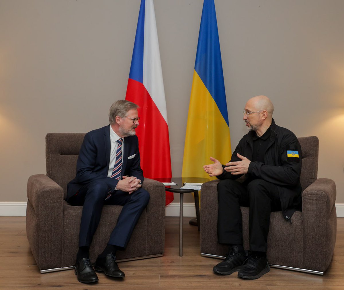 Denys Shmyhal (@denys_shmyhal) on Twitter photo During the meeting with the Prime Minister of the Czech Republic <a href="/P_Fiala/">Petr Fiala</a> we discussed cooperation in the field of security and economy, European integration and the restoration of Ukraine. We will strengthen the integration of Ukrainian and Czech defence industries. We also During the meeting with the Prime Minister of the Czech Republic <a href="/P_Fiala/">Petr Fiala</a> we discussed cooperation in the field of security and economy, European integration and the restoration of Ukraine. We will strengthen the integration of Ukrainian and Czech defence industries. We also