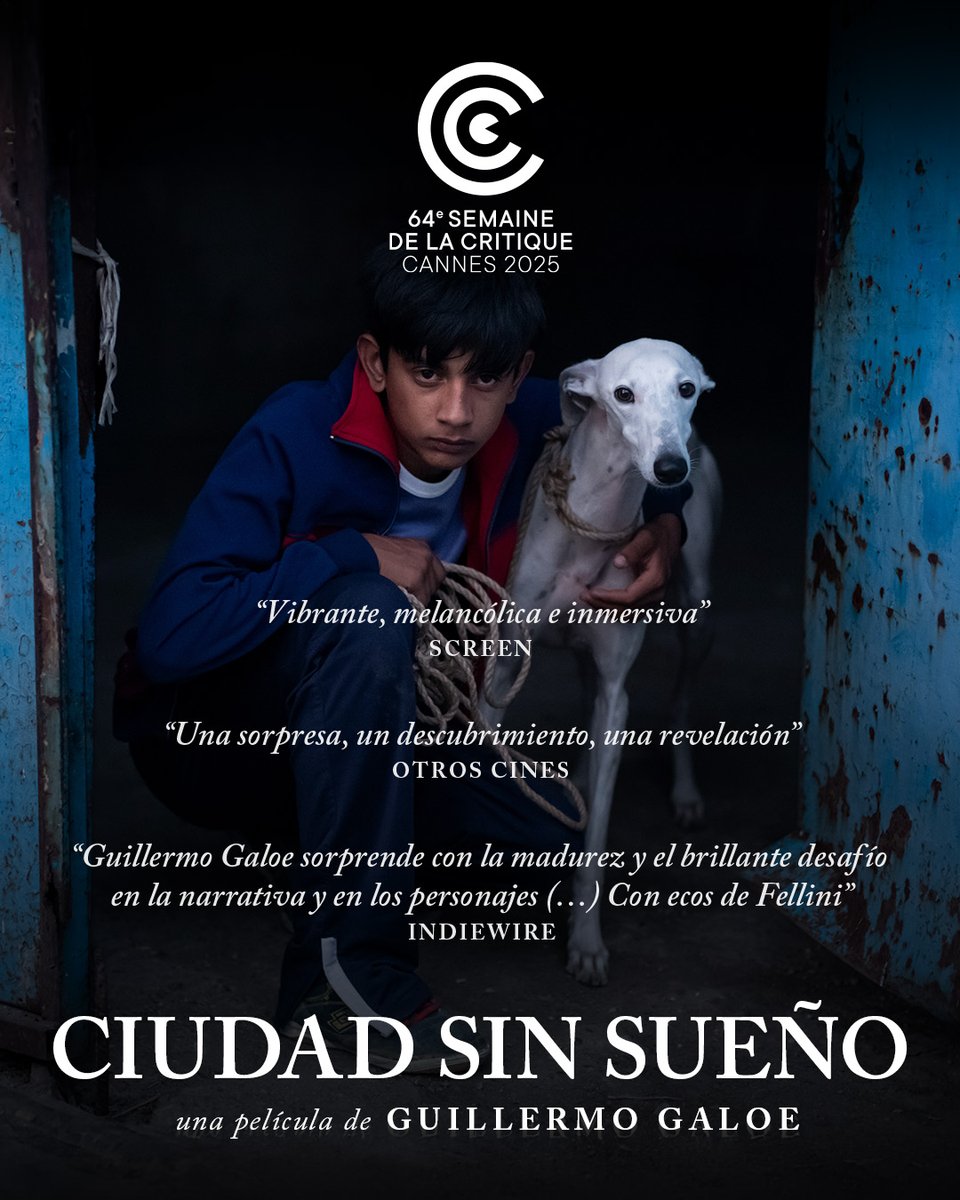 ✨Nos llegan las primeras críticas internacionales tras el estreno de Ciudad Sin Sueño, de Guillermo Galoe, en la Semana de la Crítica de Cannes y no pueden ser mejores🥰

#CiudadSinSueño