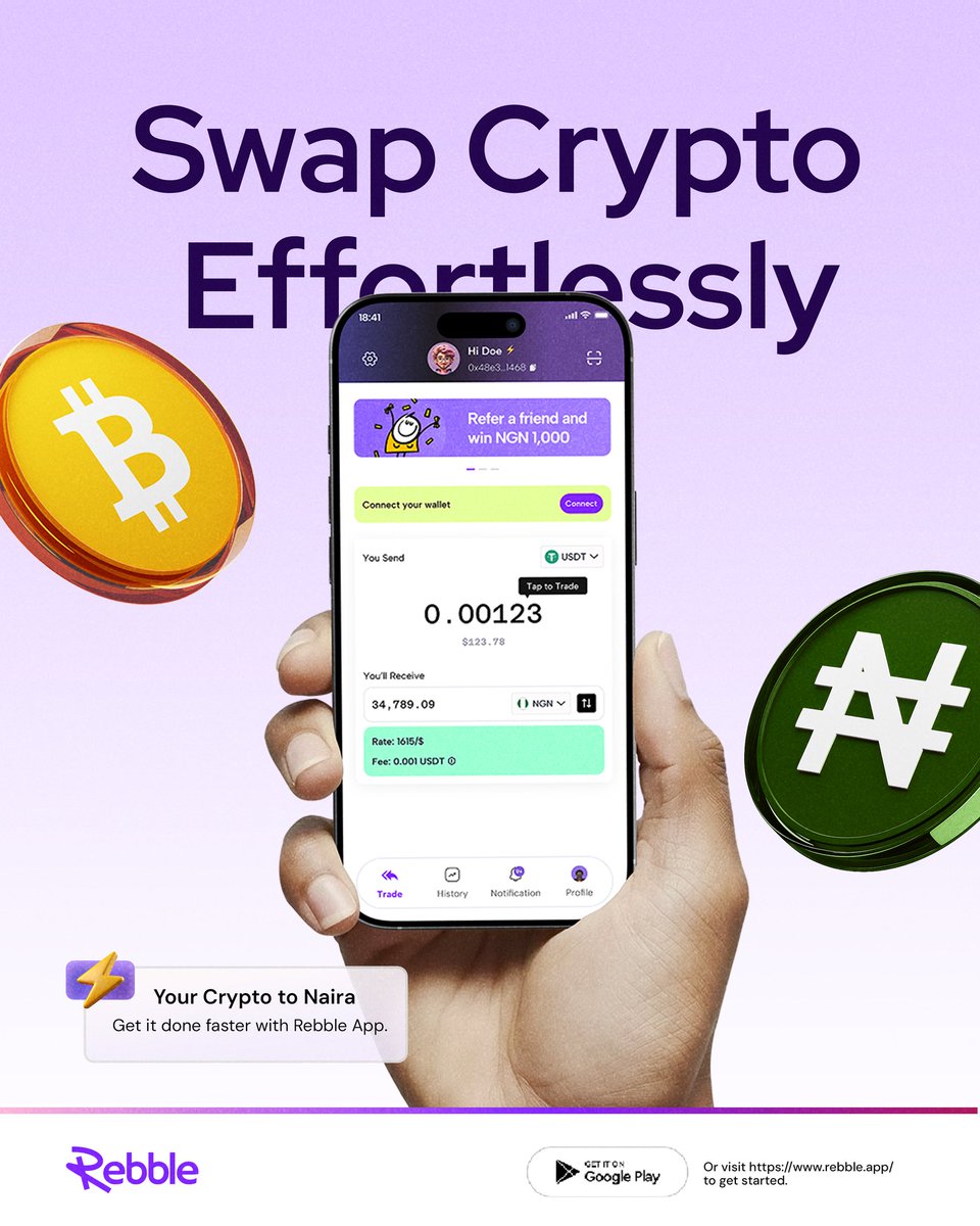 Userebble's tweet photo. Fed up with P2P frustrations?
Rebble offers the FASTEST alternative route to convert;
NGN - USDT
USDT - NGN
➡️ Instant Naira withdrawals directly to your your local bank account.
#Userebble #exchange #buy #Sell #save #trade #invest #BTC #crypto https://t.co/aNLqDud0bV