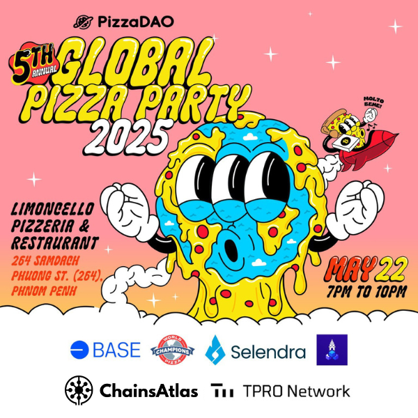 Wookey π§ | TPRO (@wookey_eth) on Twitter photo πBitcoin Pizza Day in Phnom Penh!
TPRO Network, together with <a href="/Pizza_DAO/">PizzaDAO.eth ππ΄ββ οΈ</a>, <a href="/base/">Base</a>, <a href="/ChainsAtlas/">ChainsAtlas</a>, Selendra, and the Cambodia Blockchain Association π°π, are happy to invite you all to celebrate Bitcoin Pizza Day!
Let's connect and enjoy Web3 vibes!
Event details and RSVP in the πBitcoin Pizza Day in Phnom Penh!
TPRO Network, together with <a href="/Pizza_DAO/">PizzaDAO.eth ππ΄ββ οΈ</a>, <a href="/base/">Base</a>, <a href="/ChainsAtlas/">ChainsAtlas</a>, Selendra, and the Cambodia Blockchain Association π°π, are happy to invite you all to celebrate Bitcoin Pizza Day!
Let's connect and enjoy Web3 vibes!
Event details and RSVP in the