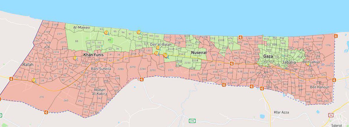 This is the Gaza Strip. The entire red zone is now an "annihilation zone", as the Israeli army calls it.
