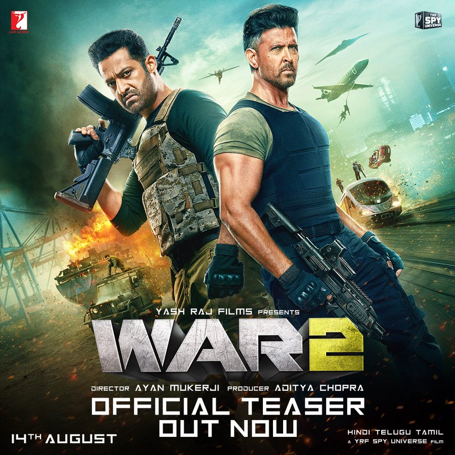 Filmy Hype (@filmy_hype) on Twitter photo #War2Teaser out NOW.
#War2 only in theatres from 14th August. Releasing in Hindi, Telugu and Tamil
<a href="/advani_kiara/">Kiara Advani</a> #AyanMukerji <a href="/yrf/">Yash Raj Films</a> #YRFSpyUniverse
Hindi - youtu.be/dK1W-AViQ-M
Telugu - youtu.be/9Dve2VMOv5U
Tamil - youtu.be/AEdb8sQp3qA #War2Teaser out NOW.
#War2 only in theatres from 14th August. Releasing in Hindi, Telugu and Tamil
<a href="/advani_kiara/">Kiara Advani</a> #AyanMukerji <a href="/yrf/">Yash Raj Films</a> #YRFSpyUniverse
Hindi - youtu.be/dK1W-AViQ-M
Telugu - youtu.be/9Dve2VMOv5U
Tamil - youtu.be/AEdb8sQp3qA