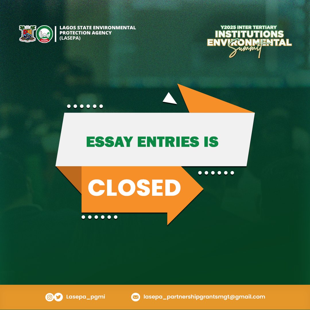 Lasepa_pgmi's tweet photo. The Y2025 Inter Tertiary Environmental Summit;Essay Entries is officially closed!

Good luck to those who submitted, kindly stay at alert for further informations.

#Y2025intertertiaryenvironmentalsummit #blueeconomy #lasepatertiarysummit #environmentalmatters #savetheearth🌎 https://t.co/O3VUFWZt99
