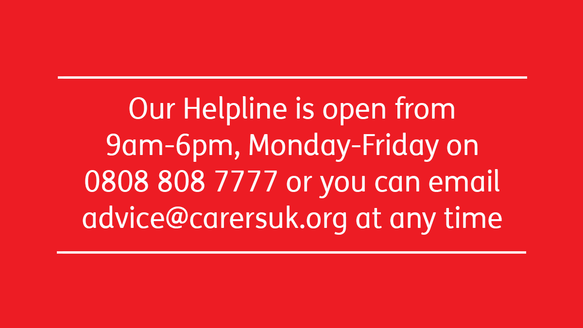 Carers Scotland (@carersscotland) on Twitter photo Carers Scotland can provide specialist information on a range of topics, including…
✔️ benefits and financial support
✔️ how to get practical support
✔️ challenging decisions
Get in touch by phone on 0808 808 7777 or email advice@carersuk.org. Carers Scotland can provide specialist information on a range of topics, including…
✔️ benefits and financial support
✔️ how to get practical support
✔️ challenging decisions
Get in touch by phone on 0808 808 7777 or email advice@carersuk.org.