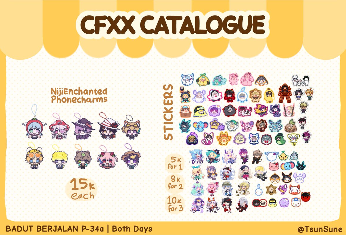 [💖🔄 are appreciated!]

(1/3)
Badut Berjalan P-34a | Both Days
Fandom: Nijisanji EN

Here's my official #CFXX catalog! I'll be boothing together with <a href="/caudallux/">Buro // CFXX P-34(a)</a> please do check her out!

#Comifuro20Catalogue #CF20 #CFXXcatalogue