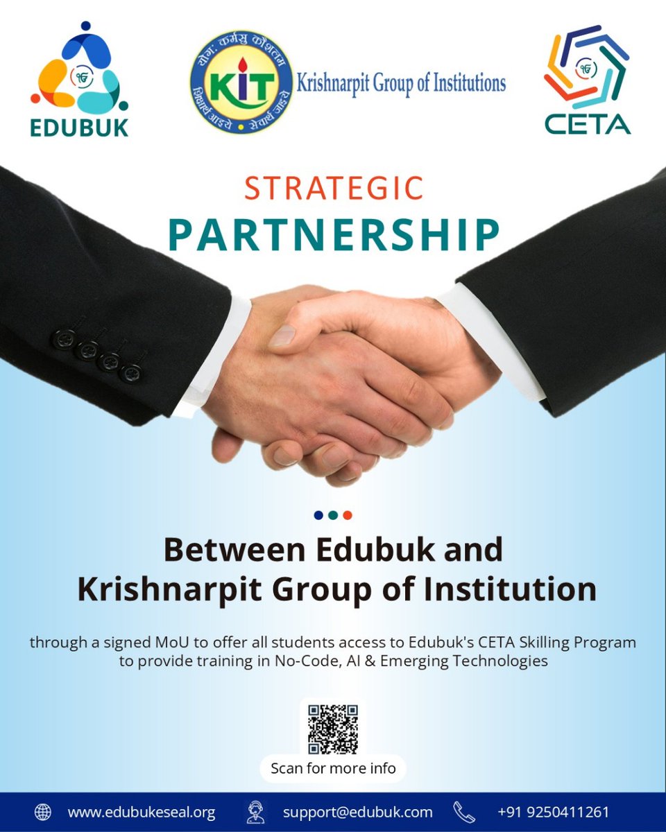 Edubuk (@edubuktrust) on Twitter photo π¨ Big News!
Edubuk π€ Krishnarpit Group of Institutions
Strategic MoU signed to provide KIT students access to the CETA Skilling Program in:
π» No-Code
π€ AI
π Emerging Tech
Future-ready skills, starting now! #Edubuk #KIT #AI #NoCode #SkillIndia
<a href="/shivani_edubuk/">Shivani Mehrotra, Blockchain,Crypto,NFT Enthusiast</a> π¨ Big News!
Edubuk π€ Krishnarpit Group of Institutions
Strategic MoU signed to provide KIT students access to the CETA Skilling Program in:
π» No-Code
π€ AI
π Emerging Tech
Future-ready skills, starting now! #Edubuk #KIT #AI #NoCode #SkillIndia
<a href="/shivani_edubuk/">Shivani Mehrotra, Blockchain,Crypto,NFT Enthusiast</a>