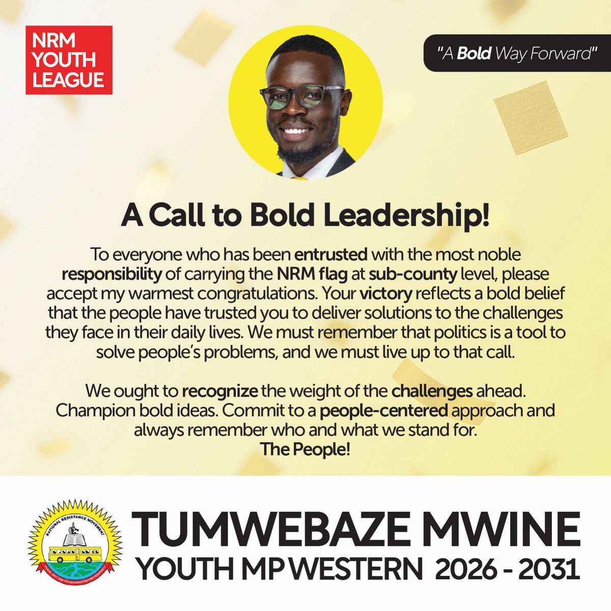 Last week, <a href="/NRMOnline/">NRM Party</a> continued to demonstrate its commitment to grassroots democracy through the sub-county party polls. I congratulate all who emerged victorious; your success is a call to service. 

As this process continues in the coming weeks to determine our youth