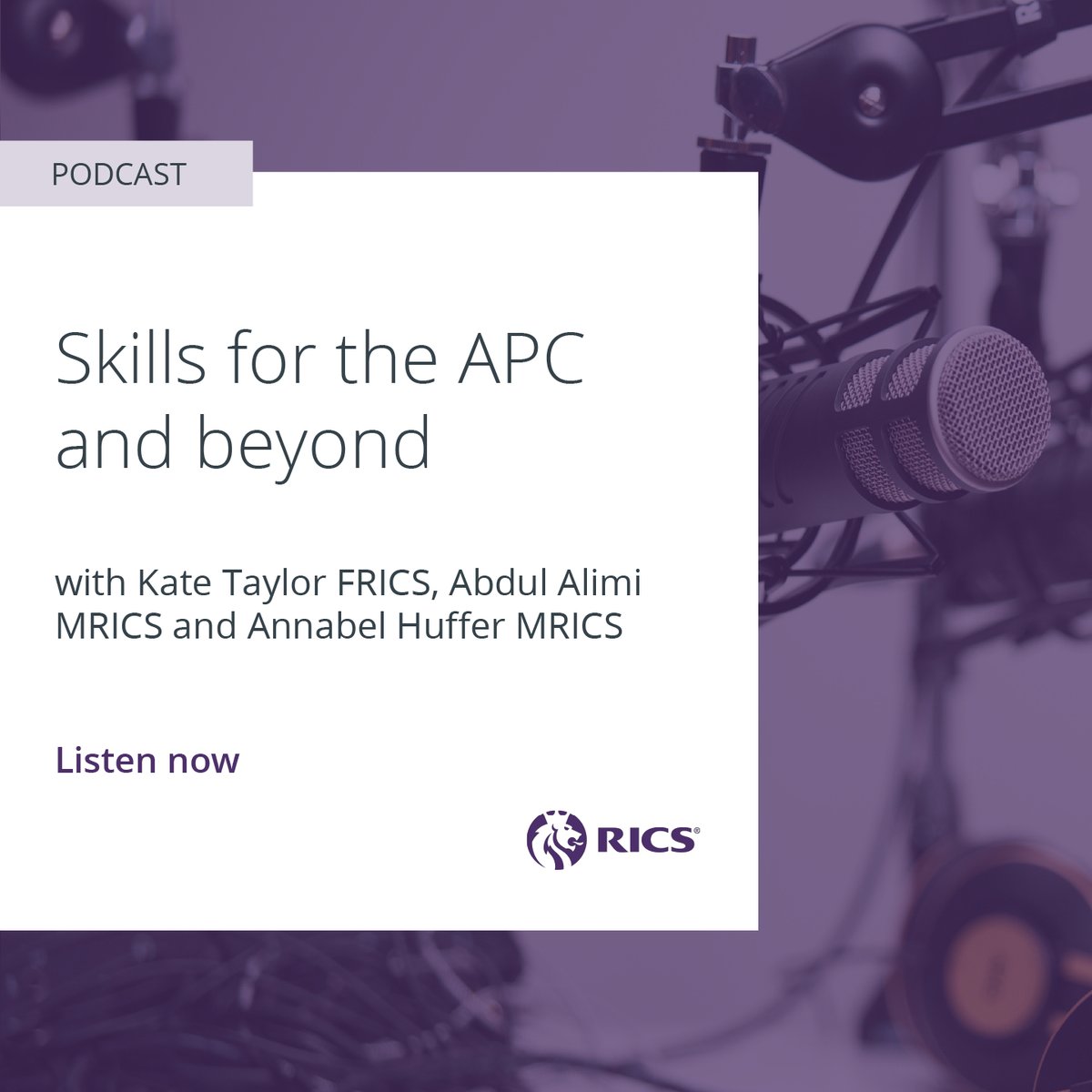 RICSnews's tweet photo. 🎙️ Skills are a critical part of the assessment of professional competence (APC), but which ones are best to prioritise to succeed in today’s industry?

Former APC Chair Kate Taylor FRICS discusses the evolving landscape of professional development in surveying with Annabel Huffer MRICS and Abdul Alimi MRICS, drawing on experiences from before and after the assessment process.