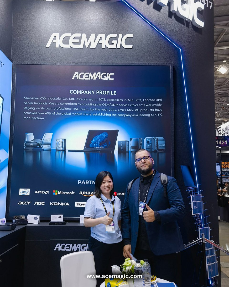 Acemagic_MiniPC's tweet image. 📸 ACEMAGIC PC @ COMPUTEX 2025 in Taipei 🙌🙌  The energy at ACEMAGIC’s booth is electrifying! 🫨⚡ @computex_taipei 
📅 May 20-23, 2025 
📍 Booth L1417, Hall 1, Taipei Nangang Exhibition Center

#ACEMAGICPC Team is thrilled to showcase ACEMAGIC’s latest breakthroughs—come…