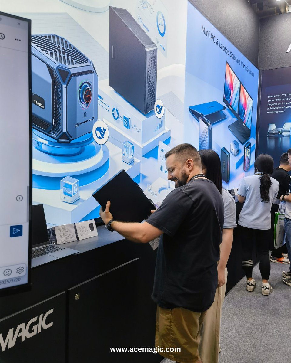 Acemagic_MiniPC's tweet image. 📸 ACEMAGIC PC @ COMPUTEX 2025 in Taipei 🙌🙌  The energy at ACEMAGIC’s booth is electrifying! 🫨⚡ @computex_taipei 
📅 May 20-23, 2025 
📍 Booth L1417, Hall 1, Taipei Nangang Exhibition Center

#ACEMAGICPC Team is thrilled to showcase ACEMAGIC’s latest breakthroughs—come…