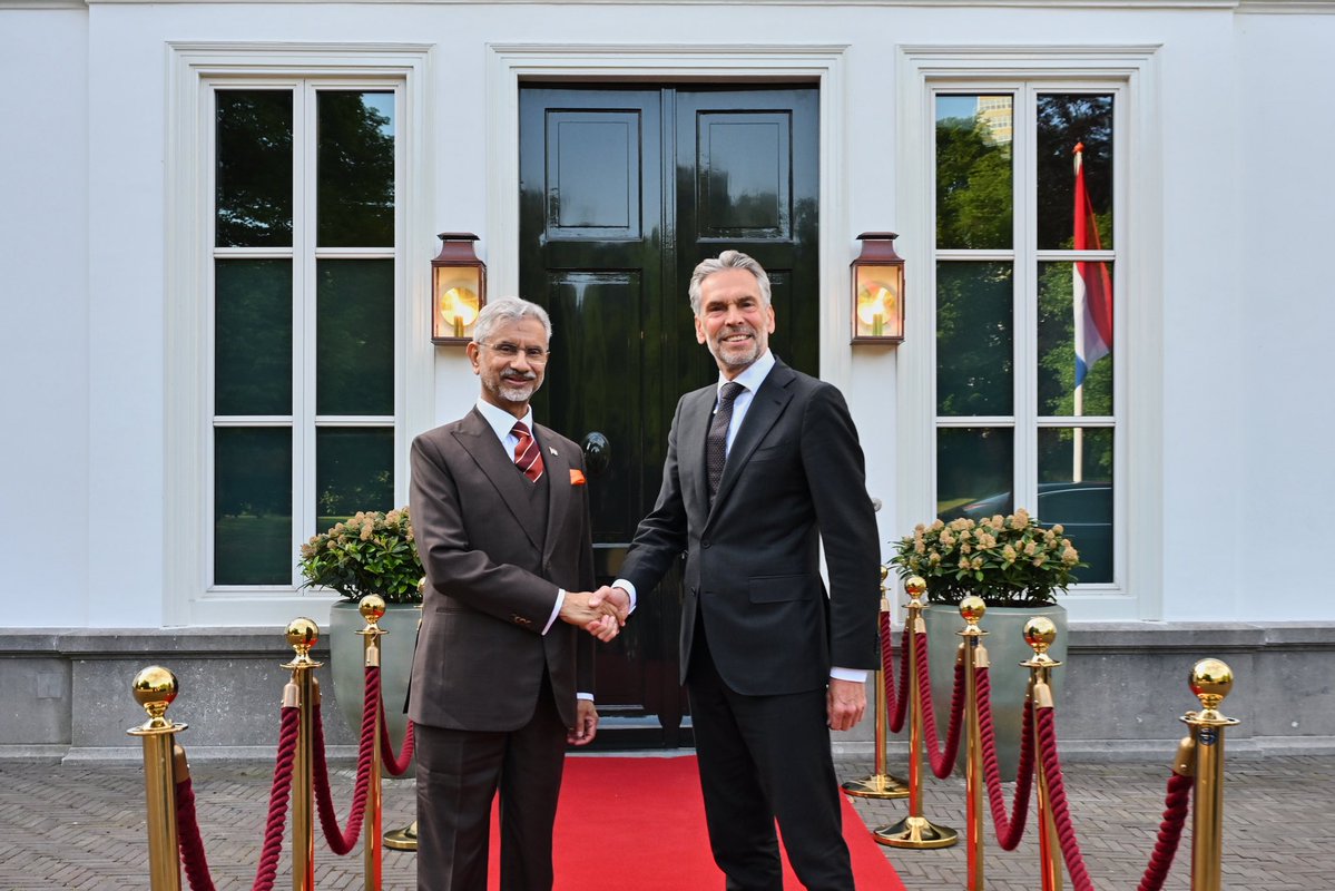 Dr. S. Jaishankar (@drsjaishankar) on Twitter photo Delighted to call on PM Dick Schoof today in The Hague.
Conveyed the warm greetings of PM <a href="/narendramodi/">Narendra Modi</a> and thanked him for the Netherlands’ firm and resolute stance against terrorism.
Appreciate his commitment to taking the India-Netherlands partnership to newer heights. Delighted to call on PM Dick Schoof today in The Hague.
Conveyed the warm greetings of PM <a href="/narendramodi/">Narendra Modi</a> and thanked him for the Netherlands’ firm and resolute stance against terrorism.
Appreciate his commitment to taking the India-Netherlands partnership to newer heights.
