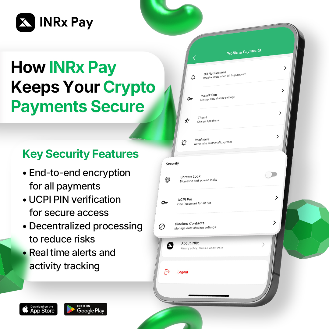 inrxpay's tweet image. Worried about crypto payment safety? 🔐 With INRx Pay, you&apos;re backed by advanced blockchain security, UCPI PIN, and real-time protection. Make every payment with confidence! 💪 #INRxPay #CryptoSecurity #BlockchainPayments #CryptoWithConfidence #DigitalPayments #SecureCrypto…
