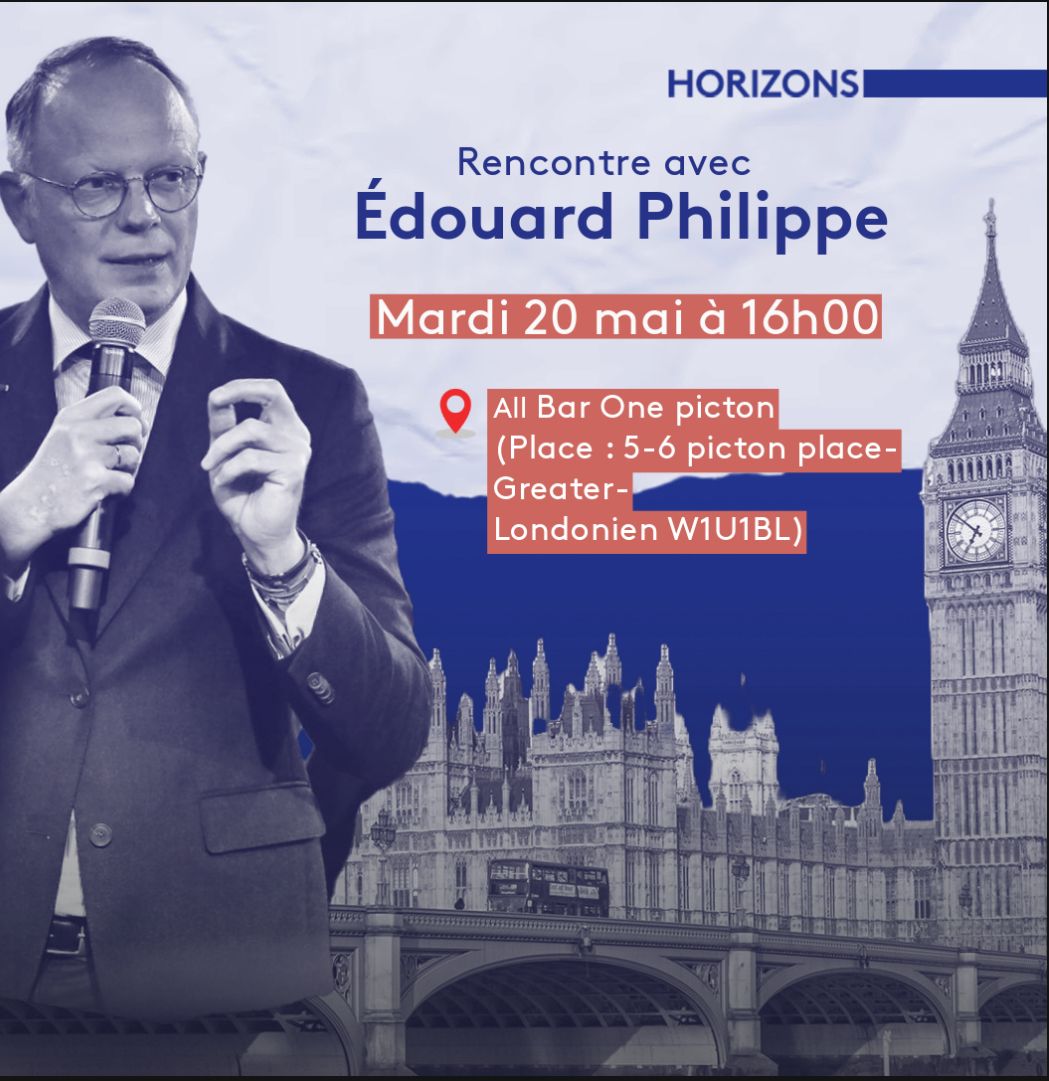 [LONDRES – TODAY 4pm 🇬🇧]
"Forget the rain and the Earl Grey" — aujourd’hui, Mardi 20 mai, c’est Édouard Philippe à Londres 👔
On parlera Europe, engagement, avenir… le tout sans filtre. 🍺

📍 Rendez-vous à 16h au All Bar One (5-6 Picton Place, W1U 1BL) ➡️maps.app.goo.gl/1v5apwCxkY1Vs2…