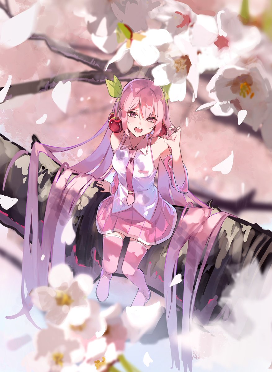 初音ミク ,桜ミク 「#桜ミク #イラスト 」|りべとものイラスト
