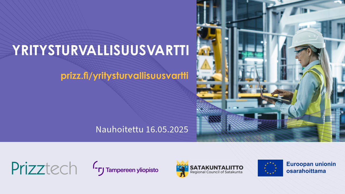 Yritysturvallisuusvartti - Koneiden turvallisuutta koskeva lainsäädäntö muuttuu 2027 📷

📷 Katso asiantuntijapuheenvuoron tallenne nyt verkkosivuillamme: prizz.fi/yritysturvalli…

#yritysturvallisuus