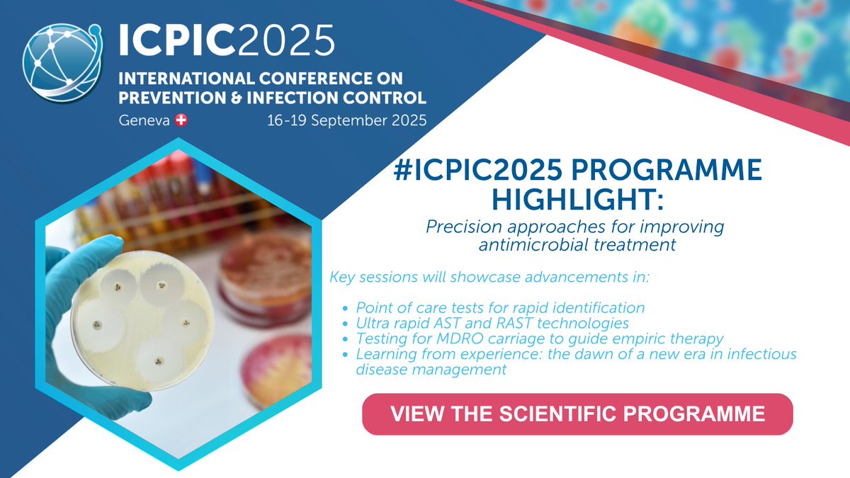 ICPIC_meeting's tweet image. #ICPIC2025 Programme highlight: Precision approaches for improving antimicrobial treatment.
Learn how to tailor therapies for maximum impact.
➡️ View the scientific programme: tinyurl.com/ICPIC-2025-Pro…