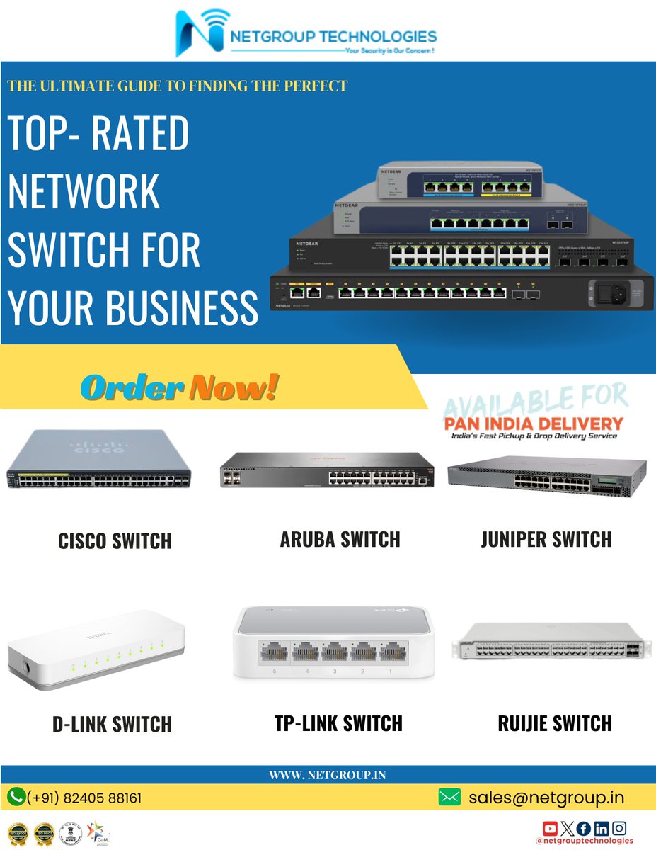 NetgroupT's tweet image. Need faster, more reliable connectivity?
Upgrade to top-rated network switches from Netgroup Technology — built for speed, stability, and scalability. 💼⚙️

 #NetgroupTechnology #NetworkSwitch #BusinessConnectivity #SmartNetworking #TopRatedSwitches #ITInfrastructure