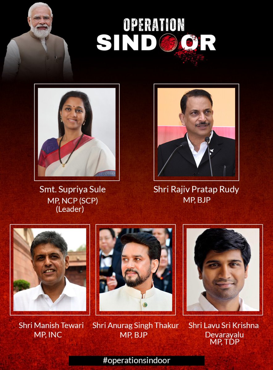 RajivPratapRudy's tweet photo. An honour to represent India on the global stage in firmly exposing Pakistan's terror.
We stand firm in our commitment to a policy of zero tolerance towards terrorism.
Grateful to Hon'ble Prime Minister Shri Narendra Modi for entrusting us with this vital responsibility.
Jai Hind! 🇮🇳
#IndiaAgainstTerror #NationFirst #OperationSindoor 

@PMOIndia @narendramodi 
@KirenRijiju @supriya_sule @ianuragthakur 
@ManishTewari @SriKrishnaLavu @MEAIndia
