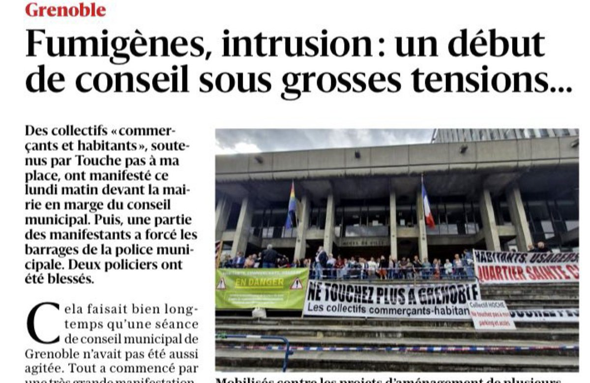 Grenoble : conseil municipal tragique : le conseil d'hier va laisser des traces durables pour les habitants de l'agglo : qu'est ce qu'une démocratie sans le peuple ? Pourquoi aller jusqu'à l'interdiction de l'expression des commerçants ? Elle est loin l'image 2014 de Piolle ...
