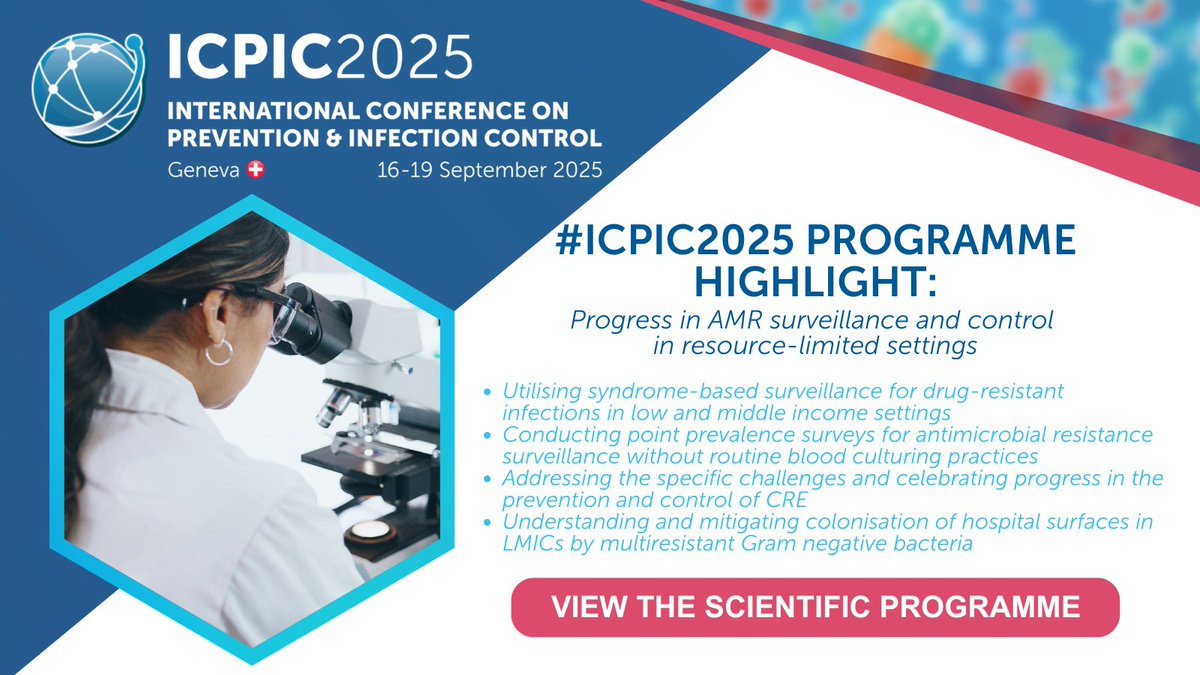 ICPIC_meeting's tweet image. #ICPIC2025 Programme highlight: Progress in AMR surveillance and control in resource-limited settings. 🩺
➡️ View the scientific programme: tinyurl.com/ICPIC-2025-Pro…