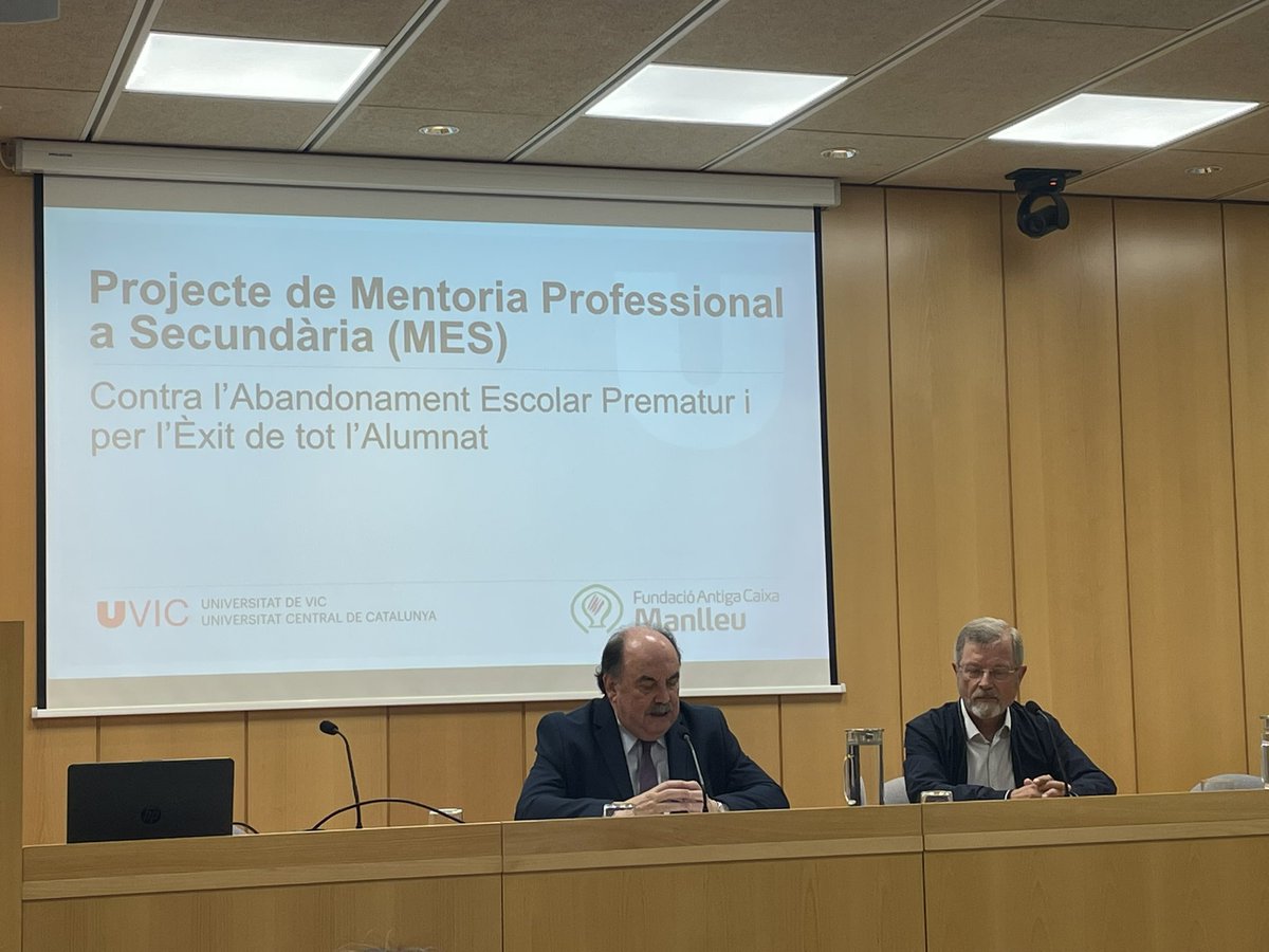 Avui presentem l’avaluació de resultats del projecte de Mentoria professional intensiva a l’Educació Secundària (MES) de <a href="/fundacioacm/">@fundacioacm</a> i <a href="/uvic_ucc/">UVic-UCC</a> que millora significativament les trajectòries d’abandonament escolar prematur eur02.safelinks.protection.outlook.com/?url=https%3A%…