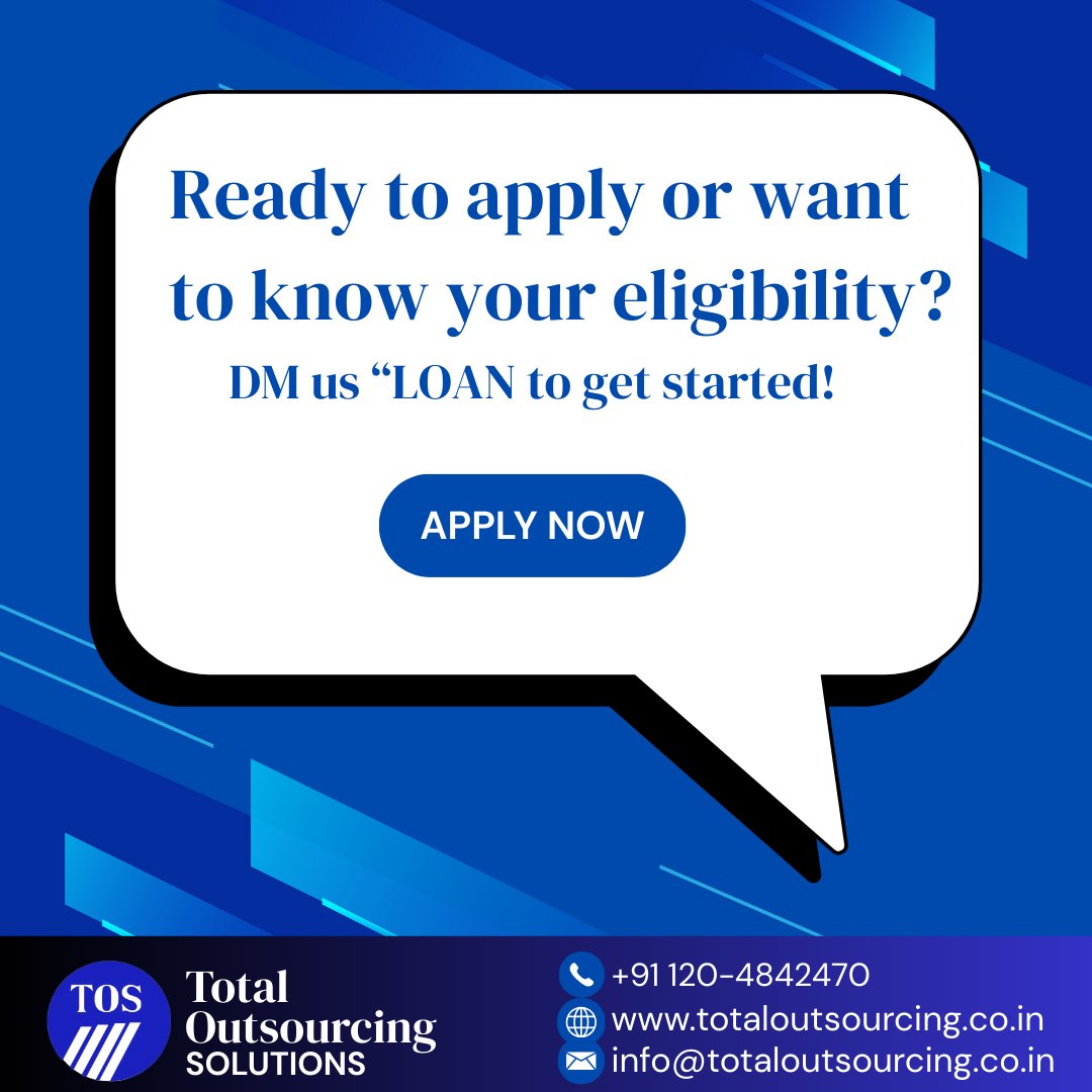 total_tos's tweet photo. 🚀 Need a loan? We’ve got you covered!
From business to home, personal to property loans — plus overdraft facility.
One trusted place👉Total Outsourcing Solutions
📞 +91 120-4842470
📩 info@totaloutsourcing.co.in
🌐 https://t.co/Jmo1ZuULLG
#Loans #PersonalLoan #TotalOutsourcing https://t.co/r5xEhGgCMm