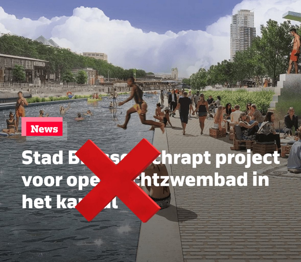 Klopt niet! Het blijft de ambitie van <a href="/FlorenceFrelinx/">Florence Frelinx</a> en Stad Brussel om een openluchtzwembad te bouwen 🏊‍♀️

👉 Wat wel geschrapt wordt is de haalbaarheidsstudie van de vorige schepen. Deze blijkt op verschillende vlakken niet realistisch. 

<a href="/BRUZZbe/">BRUZZ</a> #zwembad #brussel