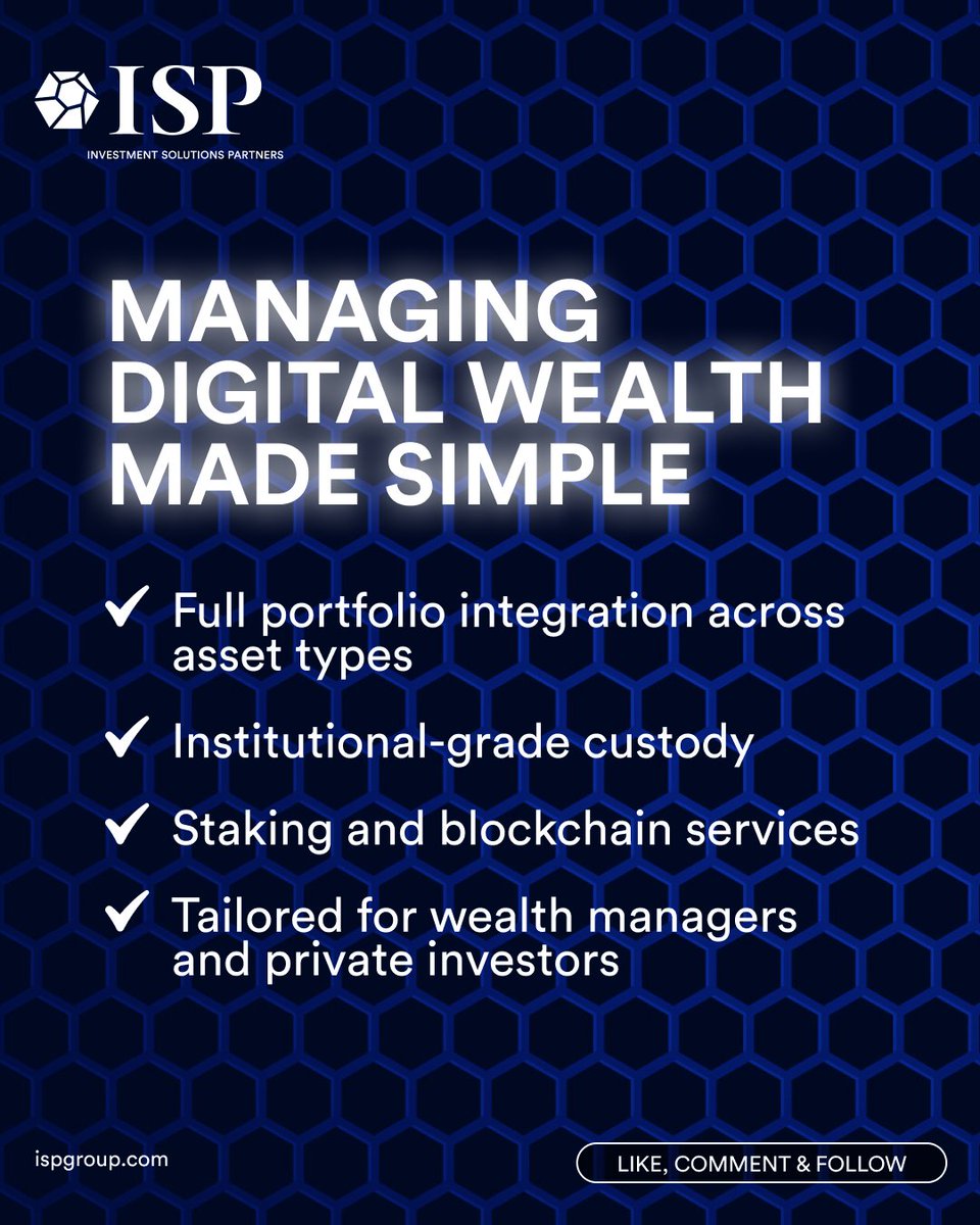 ISPGroupAG's tweet photo. ISP supports Asset Managers so they can benefit from growing crypto market:

 ✅ One portfolio, all assets (crypto, equity, bonds, funds, etc.) combined
 ✅ Institutional grade custody solution
 ✅ Support for main blockchains
 ✅ Staking Services

https://t.co/5Lt0DtdW8N https://t.co/O0PBAYPUcY