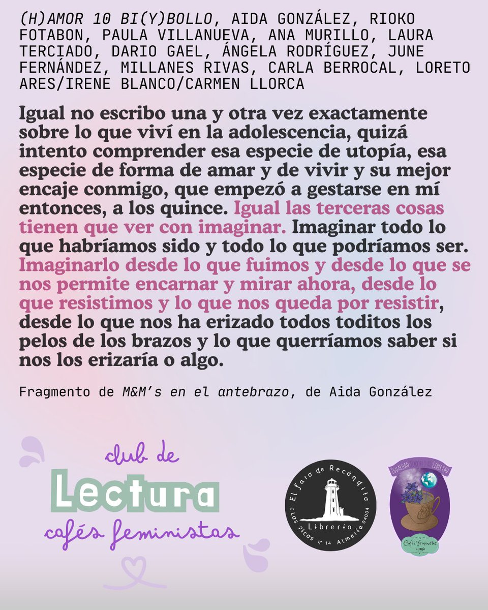 No queríamos perder la oportunidad de leer un ensayo sobre la disisencia bi y bollo, y por ello esta semana cerramos temporada del club de lectura feminista comentando (h)amor 10 bi(y)bollo. El 23 de MAYO a las 19:00h en El Faro de Recóndito 📚
