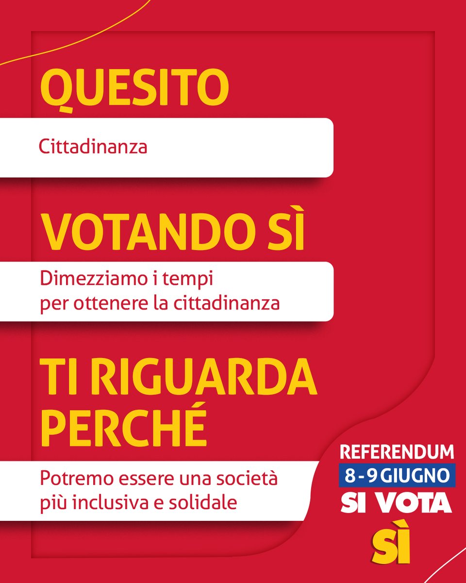 Poi non dire che non lo sapevi.

Il #Referendum2025 riguarda anche te.

L’8 e 9 giugno vieni a votare.

#insiemeperilreferendum #Lavoro #Diritti #Cittadinanza #CGIL