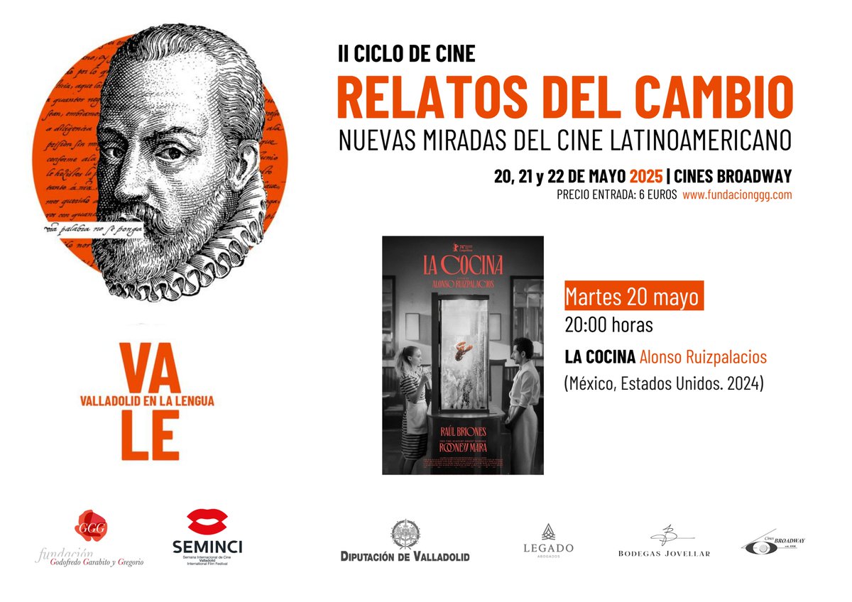 Inspirada en una obra teatral homónima de Arnold Wesker esta tragicomedia combina crítica social y romance. No te la pierdas  esta tarde en el ciclo "Relatos del cambio" de "#Valladolid en la Lengua".

🗓️ "La cocina". Martes 20 mayo 20:00 h.
🎞️ Entradas: buff.ly/bg6TJQC