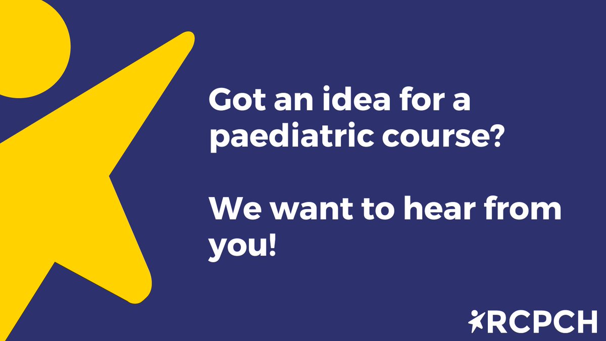 RCPCH (@rcpchtweets) on Twitter photo We are expanding our clinical course portfolio and are looking for new course ideas from those working in paediatrics and child health.
If you have got an idea for a course to share, we would love to hear from you.
Contact: clinicalcourses@rcpch.ac.uk We are expanding our clinical course portfolio and are looking for new course ideas from those working in paediatrics and child health.
If you have got an idea for a course to share, we would love to hear from you.
Contact: clinicalcourses@rcpch.ac.uk