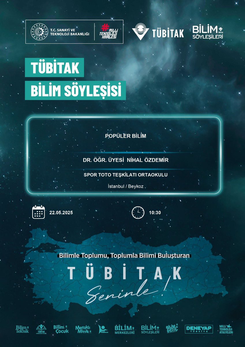 🌌 TÜBİTAK Bilim Söyleşileri Beykoz’da!

Enstitü müdürümüz Dr. Öğr. Üyesi Nihal Özdemir, TÜBİTAK Bilim Söyleşileri kapsamında Beykoz’da lise öğrencileriyle bir araya geliyor.
“Popüler Bilim” başlıklı bu söyleşide, bilimle toplumu buluşturmanın yolları üzerine sohbet edilecek.