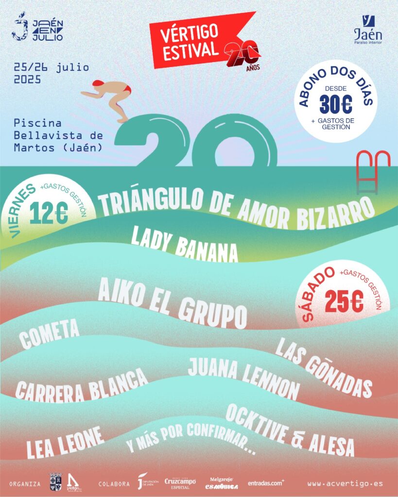 🎧🌟 Vuelve <a href="/vertigoestival/">Vértigo Estival</a>: la cita indie más refrescante del verano 

Más de 12 horas de música ininterrumpida, piscina, césped y vistas increíbles ⛰️

🗓️ 25 y 26 de julio
📍 Martos (Jaén)
🔗 jaenparaisointerior.es/es/vertigo

<a href="/AytoMartos/">Ayuntamiento Martos</a> <a href="/dipujaen/">Diputación de Jaén</a>