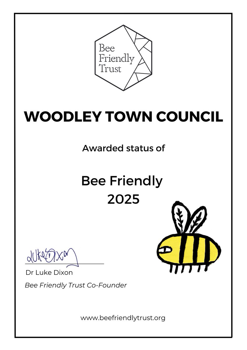 🐝Happy World Bee Day! 
We’re buzzing with pride to announce that we have won a Bee Friendly Award from the Bee Friendly Trust🏆
This award celebrates our ongoing commitment to tackling climate change, and protecting our precious bees.🐝
#WorldBeeDay
woodley.gov.uk/celebrating-wo…