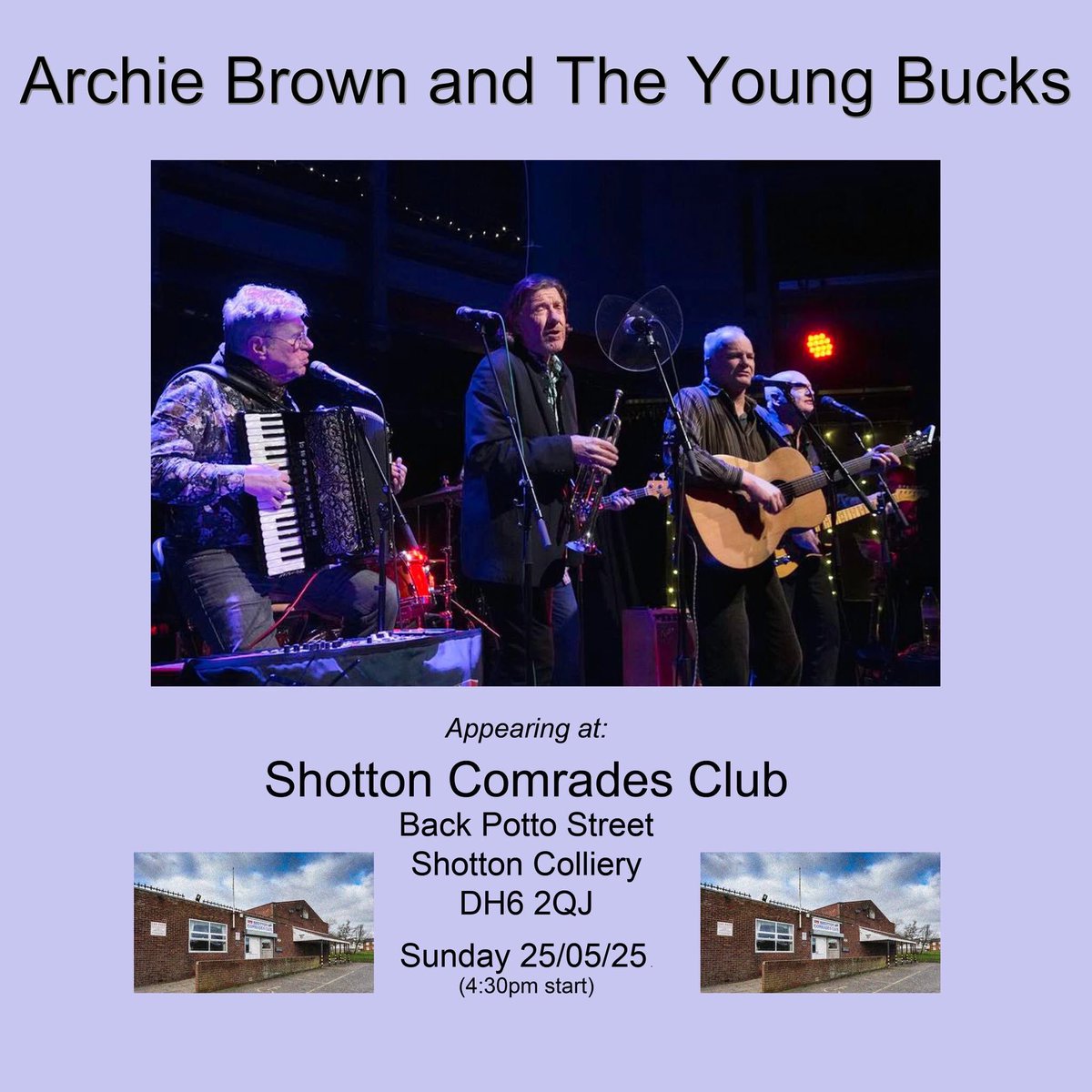 ArchieNBrown's tweet image. Gigs this #Bankholiday! We start Friday 23/5 at The Northumberland Hussar, Heaton NE6 5SY from 8pm. Then we head to Shotton Comrades Club, DH6 2QJ on Sunday 25/5 from 4:30pm. Pls RT thanks! @NewcastleAudio 
@JoWhereToGo  @RockingMagpie @NovaradioNE @craftbeerncl @NETheatreGuide