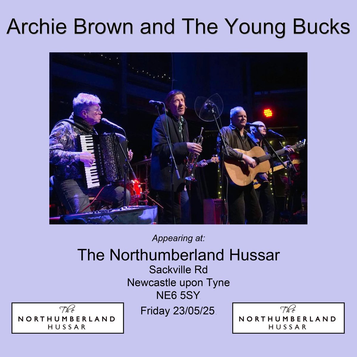 ArchieNBrown's tweet image. Gigs this #Bankholiday! We start Friday 23/5 at The Northumberland Hussar, Heaton NE6 5SY from 8pm. Then we head to Shotton Comrades Club, DH6 2QJ on Sunday 25/5 from 4:30pm. Pls RT thanks! @NewcastleAudio 
@JoWhereToGo  @RockingMagpie @NovaradioNE @craftbeerncl @NETheatreGuide