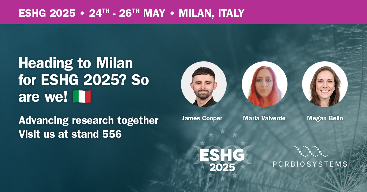 PCR Biosystems (@pcr_biosystems) on Twitter photo 🧬 Milan is calling! Meet us at #ESHG 2025 🇮🇹
✅ Meet our team
✅ Explore our latest #PCR and #qPCR technologies
✅ Discover how we can support your work
🔗 Want to chat in Milan? Stop by Stand 556 or drop us a message to arrange a meeting.
<a href="/eshgsociety/">European Society of Human Genetics (ESHG)</a> 🧬 Milan is calling! Meet us at #ESHG 2025 🇮🇹
✅ Meet our team
✅ Explore our latest #PCR and #qPCR technologies
✅ Discover how we can support your work
🔗 Want to chat in Milan? Stop by Stand 556 or drop us a message to arrange a meeting.
<a href="/eshgsociety/">European Society of Human Genetics (ESHG)</a>