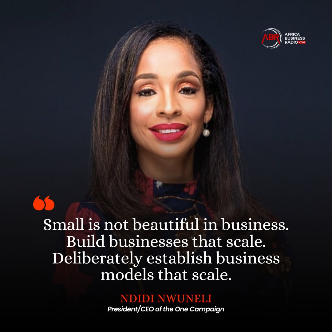 AfricaBizRadio's tweet photo. "Small is not beautiful in business. Build businesses that scale. Deliberately establish business models that scale." - Ndidi Nwuneli
#ceo #ceocorner #africanceo #growth #scale #success #entrepreneurship #businessquotes #businessgrowth #business #africabusinessradio #fyp #viral https://t.co/XGxtsU3kUS
