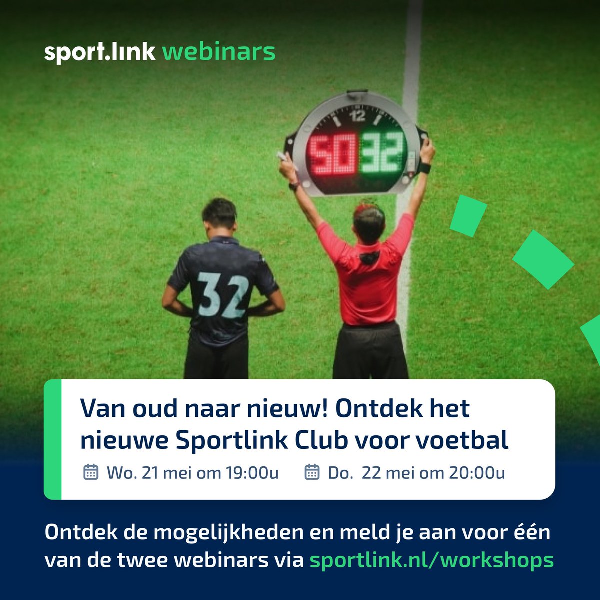 Deze week organiseren we twee webinars voor voetbalverenigingen over het nieuwe Sportlink Club. ⚽️ We laten je alle voordelen van het nieuwe club zien, zodat jij goed voorbereid het nieuwe seizoen in gaat. ➡️ Meld je aan! sportlink.nl/workshops/ 
#webinar #start #knvb