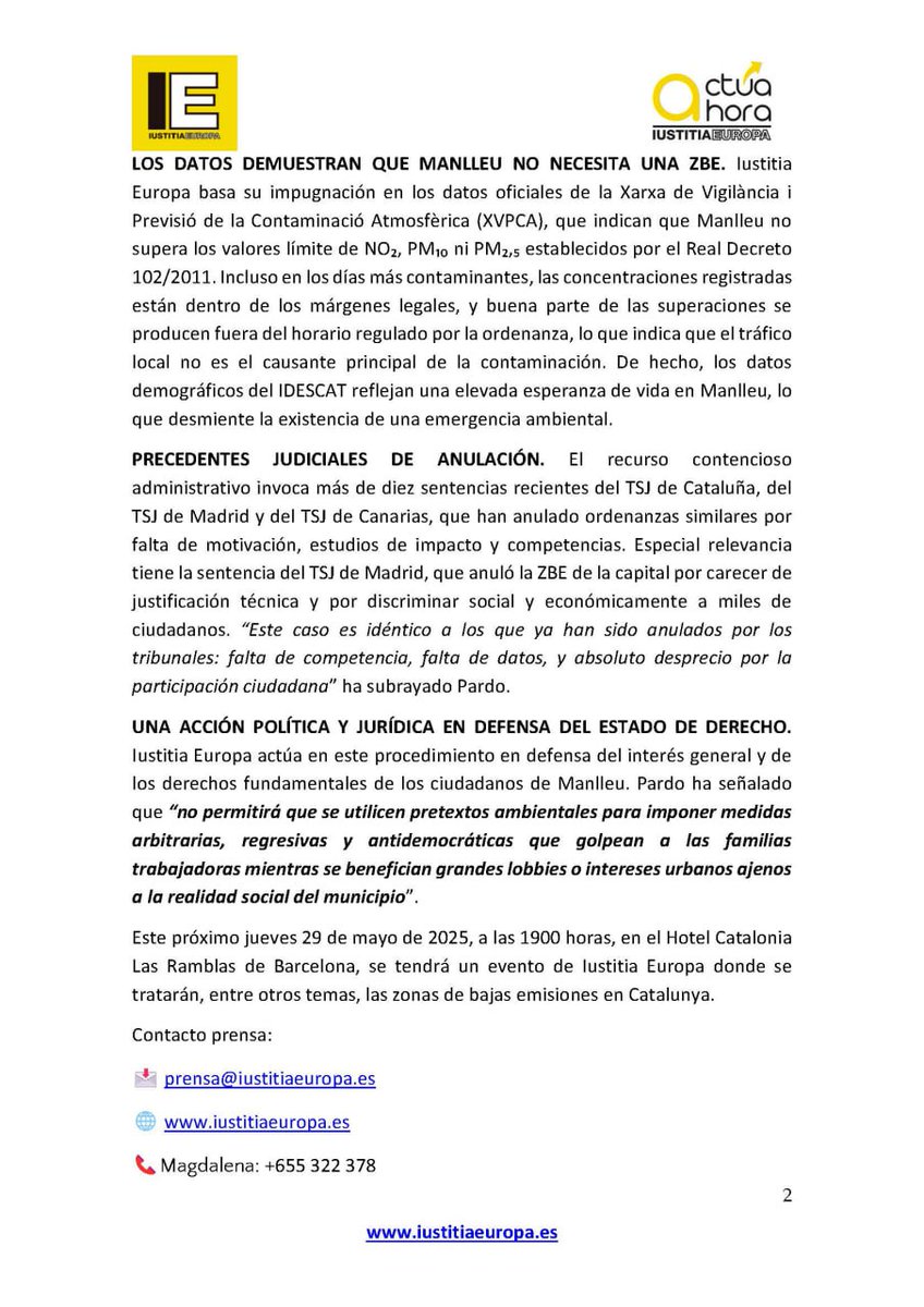 No ZBE Manlleu (@no_zbe_manlleu) on Twitter photo Comunicado de <a href="/IustitiaEuropa/">IUSTITIA EUROPA</a> sobre el CONTENCIOSO-ADMINISTRATIVO presentado contra la Ordenanza Reguladora de Zona de Bajas Emisiones de Manlleu #nozbemanlleu <a href="/el9nou/">El 9 Nou</a> <a href="/EL9TV/">EL9TV</a> <a href="/el9fm_/">EL9FM</a> <a href="/TaronjaTV/">Canal Taronja Osona, Moianès i Lluçanès</a> Comunicado de <a href="/IustitiaEuropa/">IUSTITIA EUROPA</a> sobre el CONTENCIOSO-ADMINISTRATIVO presentado contra la Ordenanza Reguladora de Zona de Bajas Emisiones de Manlleu #nozbemanlleu <a href="/el9nou/">El 9 Nou</a> <a href="/EL9TV/">EL9TV</a> <a href="/el9fm_/">EL9FM</a> <a href="/TaronjaTV/">Canal Taronja Osona, Moianès i Lluçanès</a>