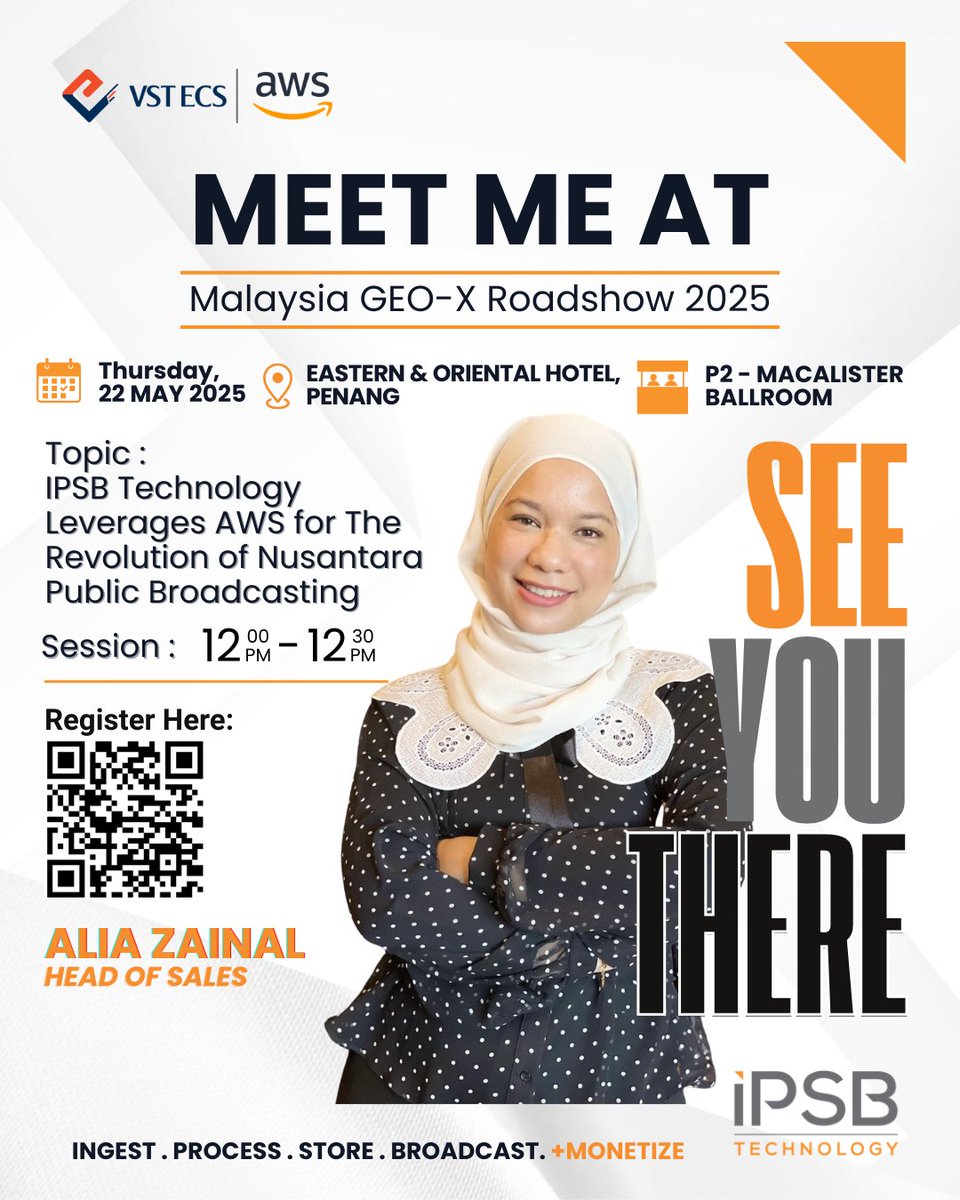 IPSBTechnology's tweet photo. Two days to go! 🚀 Meet the IPSB Technology experts at Malaysia GEO-X Roadshow 2025 in Penang!  

 Join our session for valuable insights🥇

Excited to connect and explore how we can help your organization thrive digitally! See you there! 

 #aws #AWSUntukMalaysia #ipsb #cloud https://t.co/KJI6nKmz9s