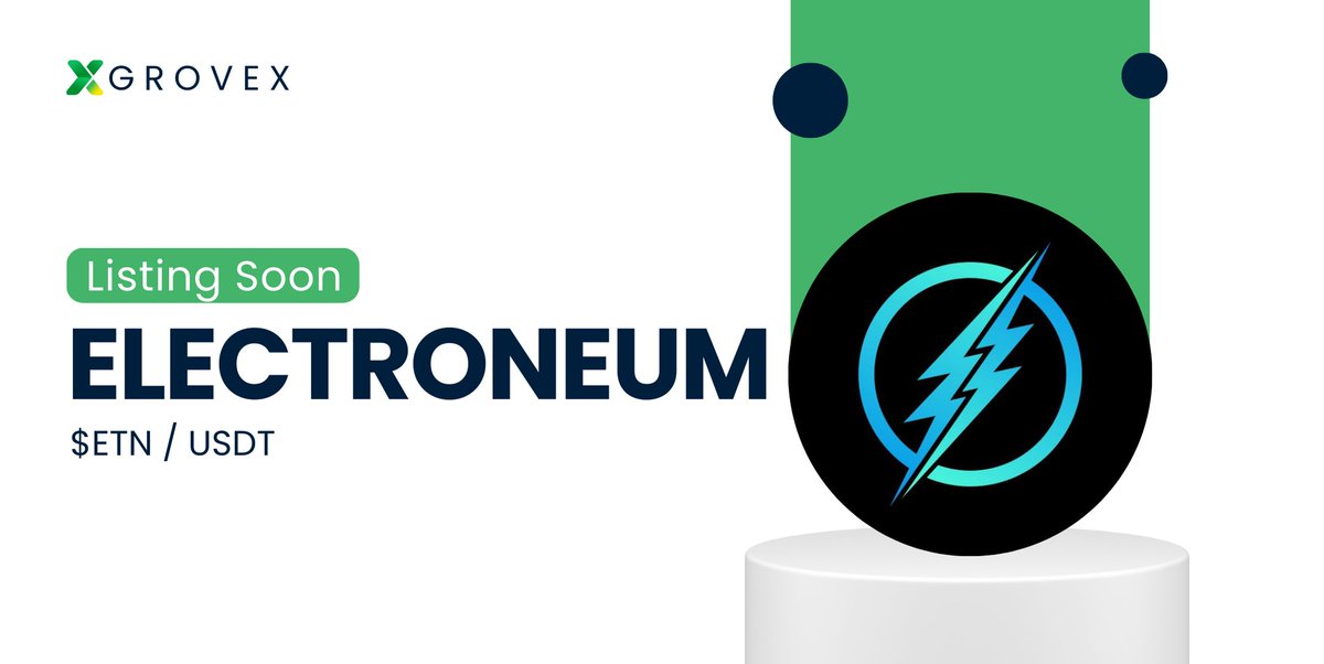 GroveXchange's tweet photo. 🚨 Listing Soon on GroveX: @electroneum ($ETN)! 🚨

Token: $ETN
Blockchain: Electroneum

Stay tuned for the official date and get ready to trade!

#Electroneum #ETN #Crypto #Blockchain #GroveX #ListingSoon #cryptocurrency #CryptoNews https://t.co/tUV5k6BTzI