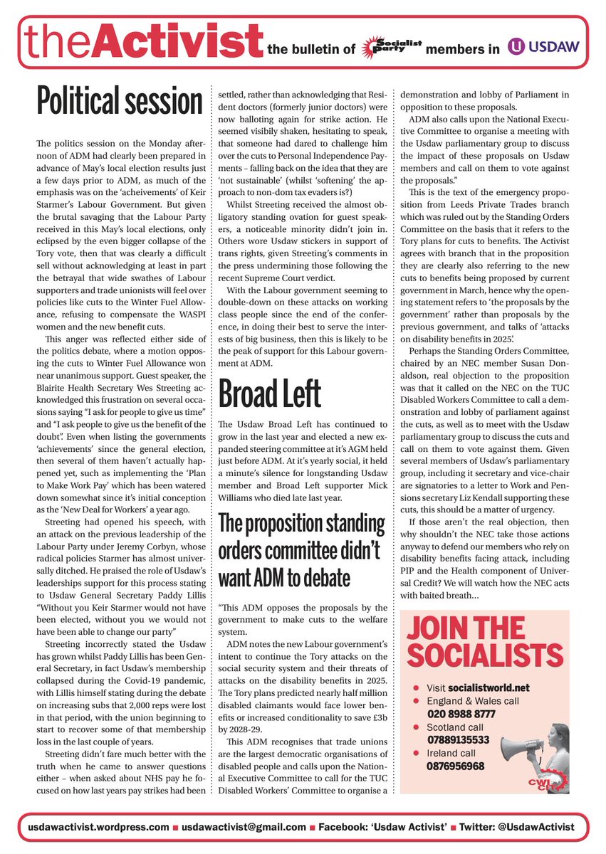 UsdawActivist's tweet image. The Post-ADM special of the Activist is out now!
🚩🚩🚩Check out our reports from the discussions at ADM as well as a full report of our Usdaw Activist fringe meeting & the Birmingham bin strike
👉👉👉You can read it online or download the PDF here - wp.me/p1VEQE-aL