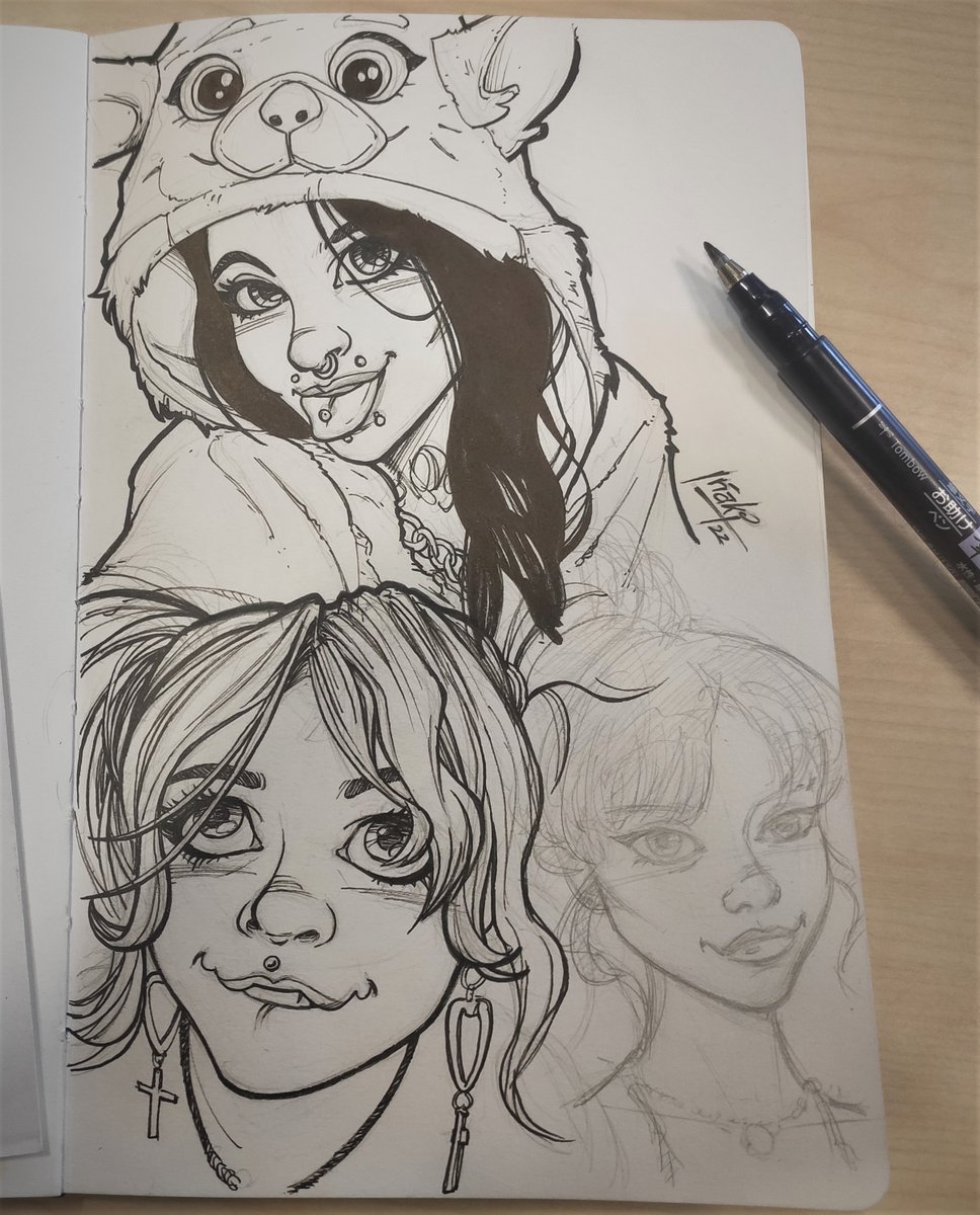 MugloFak's tweet photo. I barely work traditionally anymore...  
There’s something about the imperfections and textures that digital can’t quite replace.  

Maybe I should come back to this more often?  

#Sketchbook #Illustration #InktoberVibes #Sketchbook #GirlsWithAttitude #InkArt https://t.co/5mjiX3wXX9