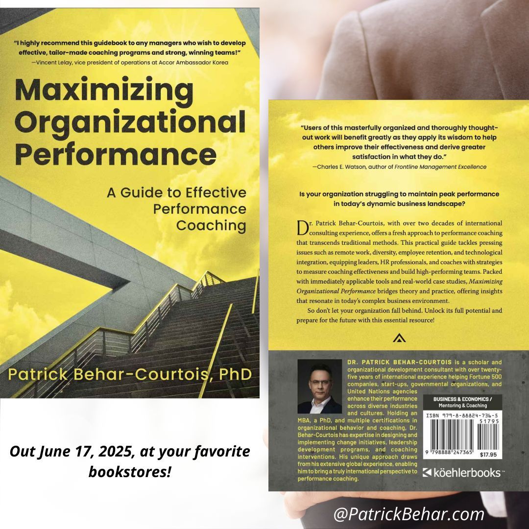 BeharCourtois's tweet image. A modest moment of pride: Maximizing Organizational Performance: A Guide to Effective Performance Coaching has been awarded the Editor’s Pick by BookLife Reviews. 

buff.ly/q83Ta9W
#newbook #performanceCoaching #OrganizationalPerformance