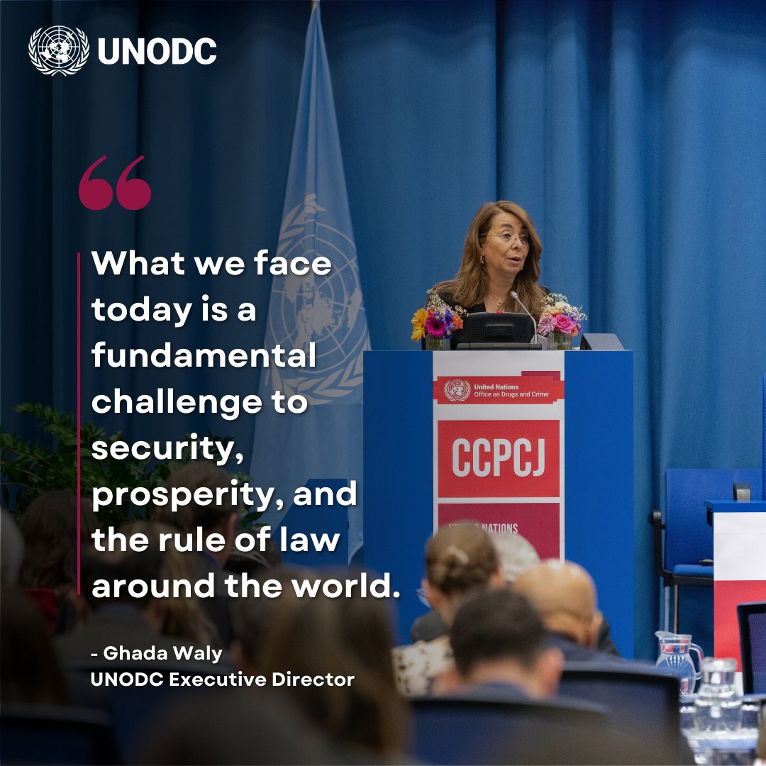 UN Office on Drugs & Crime (@unodc) on Twitter photo At #CCPCJ34, <a href="/GhadaFathiWaly/">Ghada Fathi Waly</a> highlights the urgent need to uphold justice, security and the rule of law in the face of global threats.
A strong call for action at a critical moment. At #CCPCJ34, <a href="/GhadaFathiWaly/">Ghada Fathi Waly</a> highlights the urgent need to uphold justice, security and the rule of law in the face of global threats.
A strong call for action at a critical moment.